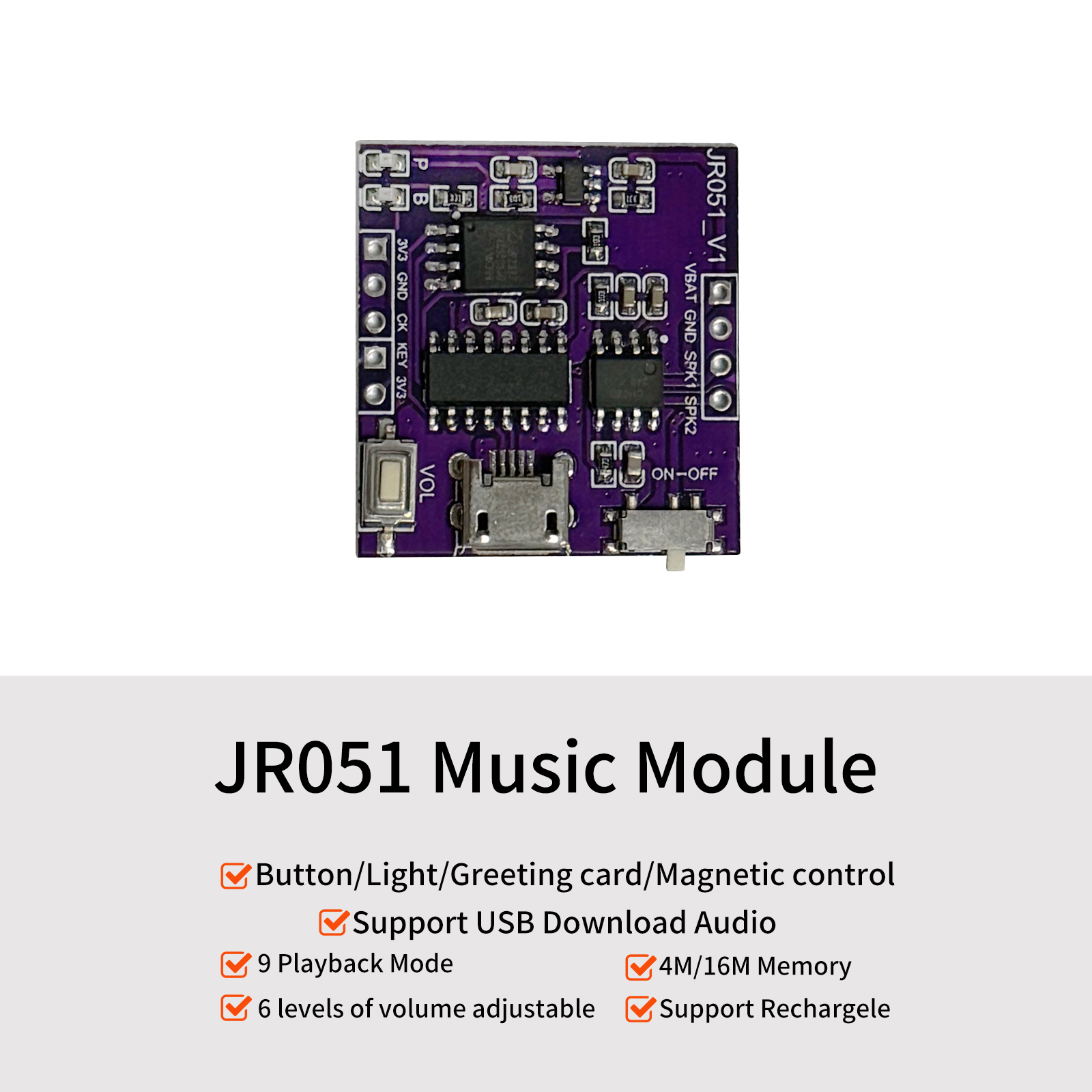 Audio Music To Download - Music Sound Module USB Download Built-in