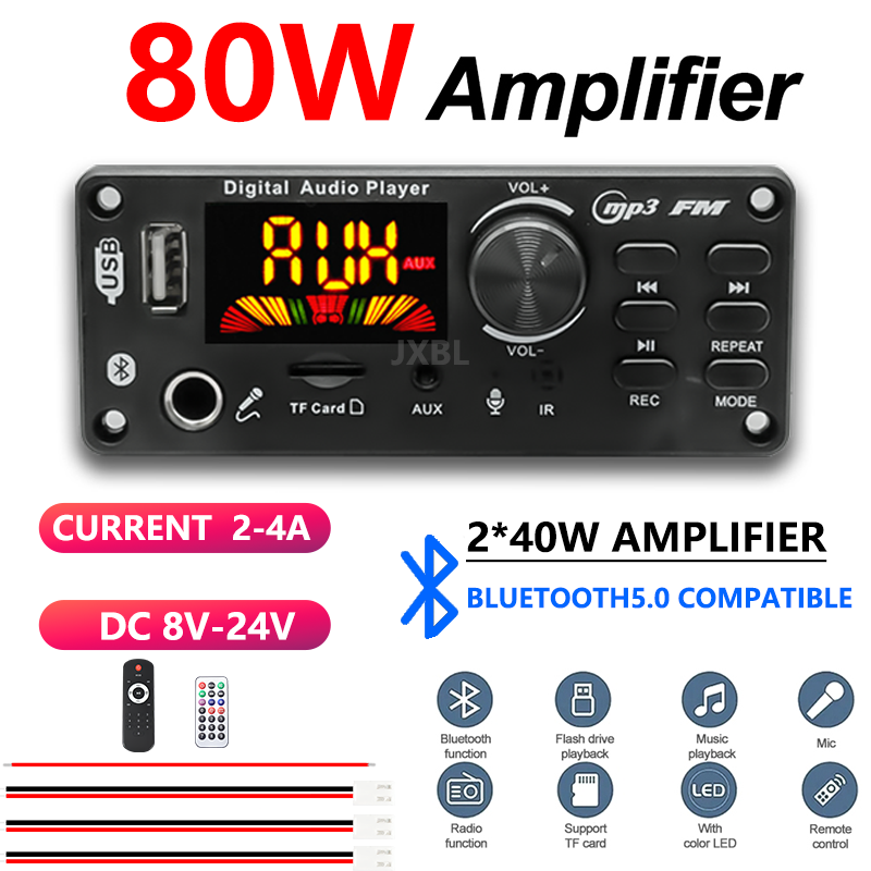 80W Bluetooth 5.0 MP3 Decoder  - đánh giá và giá Audio Music Car