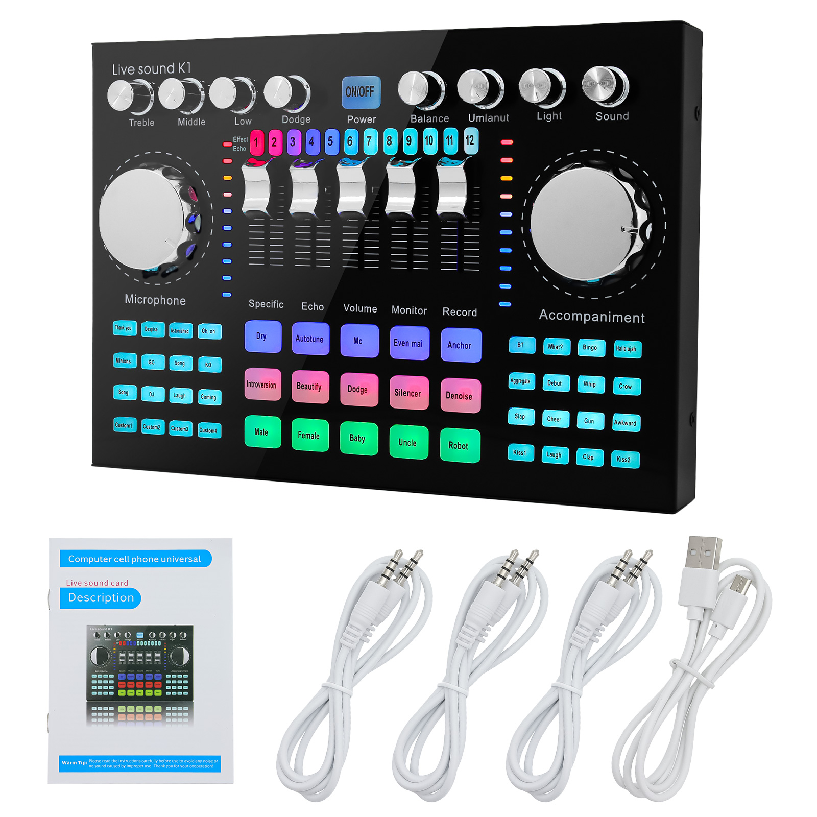 K1 Audio Mixer Live Sound Card - đánh giá và giá Audio Music Voice Changer