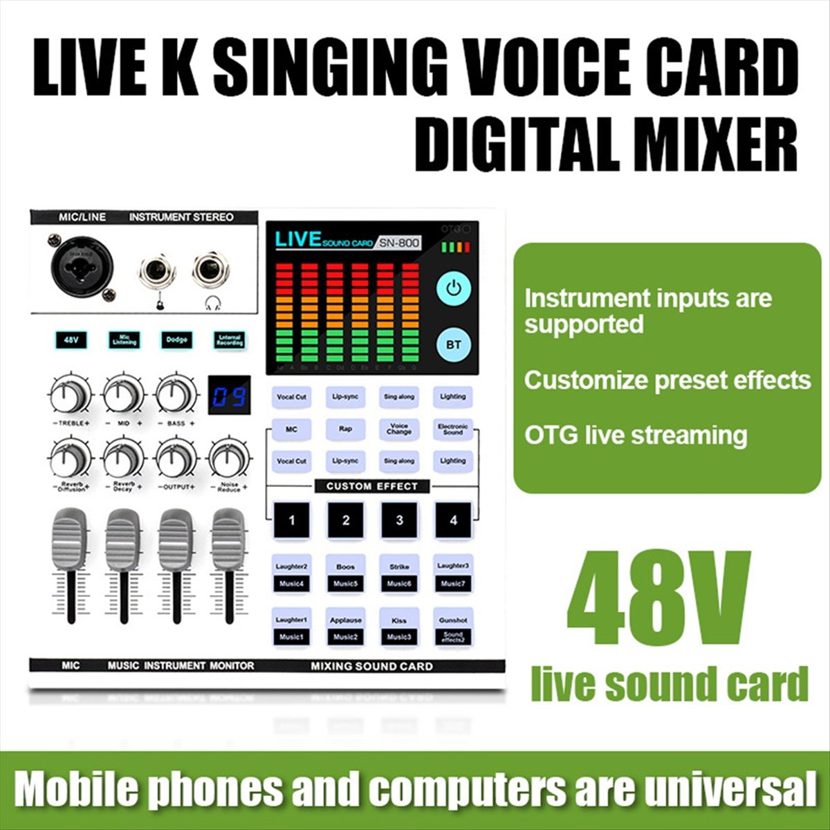 DTC5 SN800 Live Sound Card Voi - đánh giá và giá Audio Music Voice Changer